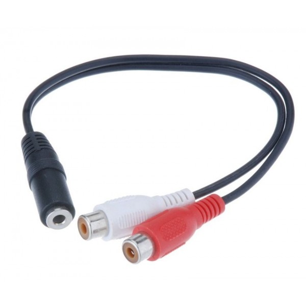 POWERTECH καλώδιο 3.5mm θηλυκό σε 2x RCA θηλυκό CAB-R012 0.20m, μαύρο Ήχος