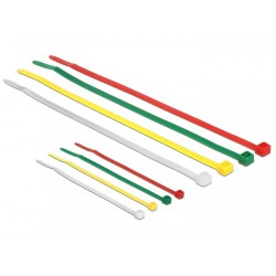 DELOCK Δεματικά καλωδίων, 100x2.5mm - 200x3.6mm, χρωματιστά, 200τμχ Τακτοποίηση Καλωδίων