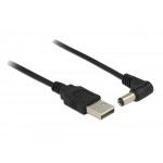 DELOCK καλώδιο USB σε DC 5.5 x 2.1mm 83578, γωνιακό, 1.5m, μαύρο USB