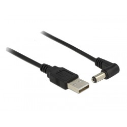 DELOCK καλώδιο USB σε DC 5.5 x 2.1mm 83578, γωνιακό, 1.5m, μαύρο USB
