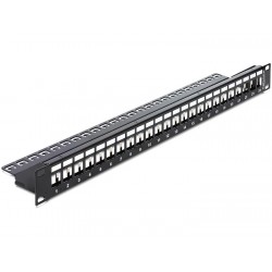 DELOCK Keystone Patch Panel, για 19" rack, 24 ports, μαύρο Καμπίνες - Rack