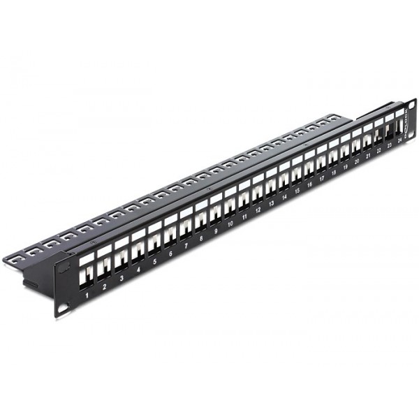 DELOCK Keystone Patch Panel, για 19" rack, 24 ports, μαύρο Καμπίνες - Rack