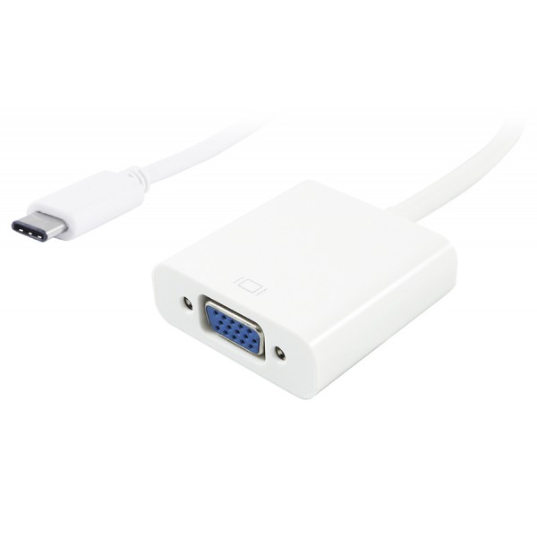 POWERTECH αντάπτορας USB Type-C σε VGA PTH-034, Full HD, λευκό USB-C (Type-C)