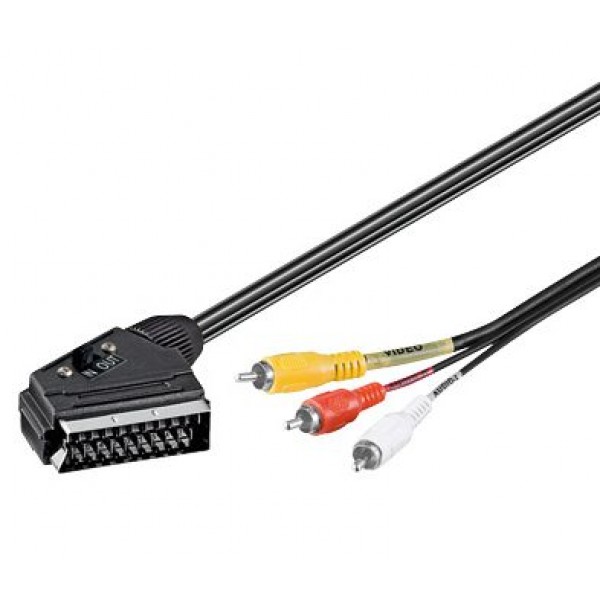 GOOBAY καλώδιο SCART 21-pin σε 3x RCA 50364, 2m, μαύρο Εικόνα