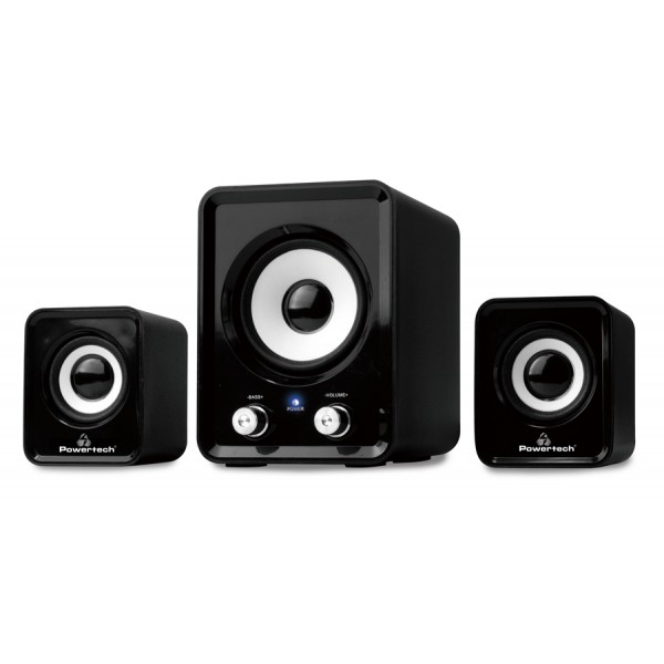 POWERTECH ηχεία Essential sound PT-843, 2.1, 5W + 2x 3W, 3.5mm, μαύρα Ηχεία για PC