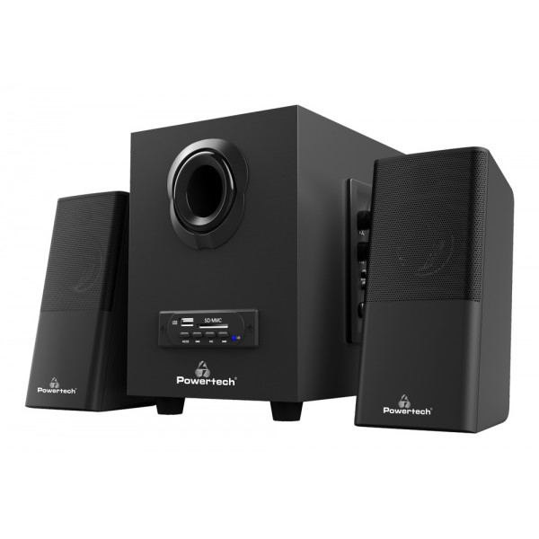 POWERTECH ηχεία Premium sound PT-846, 16W, USB/SD/FM/BT, remote, μαύρα Ηχεία για PC