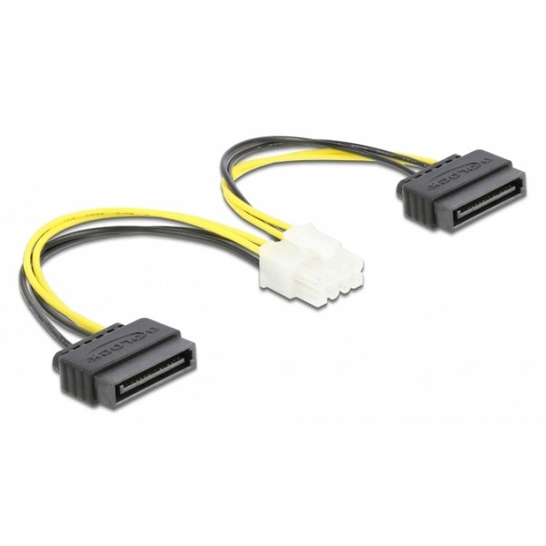DELOCK καλώδιο EPS 8pin σε 2x SATA 15pin 83020, 15cm Εσωτερικά PC