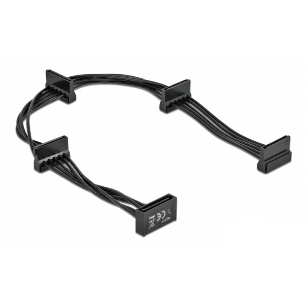 DELOCK καλώδιο SATA 15pin σε 4x SATA 15pin 60395, 40cm, μαύρο Εσωτερικά PC
