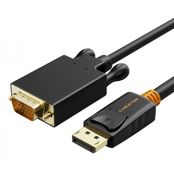 CABLETIME καλώδιο Displayport σε VGA AV585, 1080p, 1.8m, μαύρο Εικόνα