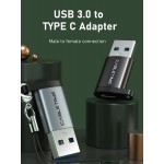 CABLETIME αντάπτορας USB 3.0 σε USB Type-C AMCF, 2.1A, 0.1m, μαύρος USB-C (Type-C)