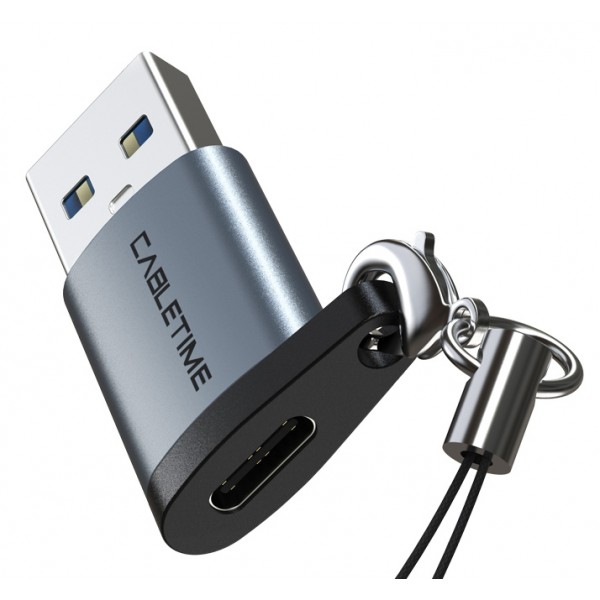 CABLETIME αντάπτορας USB 3.0 σε USB Type-C AMCF, 2.1A, 0.1m, γκρι USB-C (Type-C)