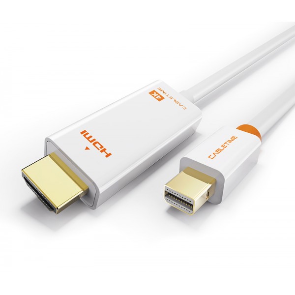 CABLETIME καλώδιο Mini DisplayPort σε HDMI AV588, 4K/60Hz, 1.8m, λευκό Εικόνα