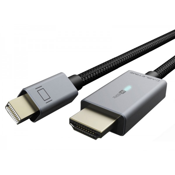 CABLETIME καλώδιο Mini DisplayPort σε HDMI AV588, με LED 4K, 1.8m, μαύρο Εικόνα