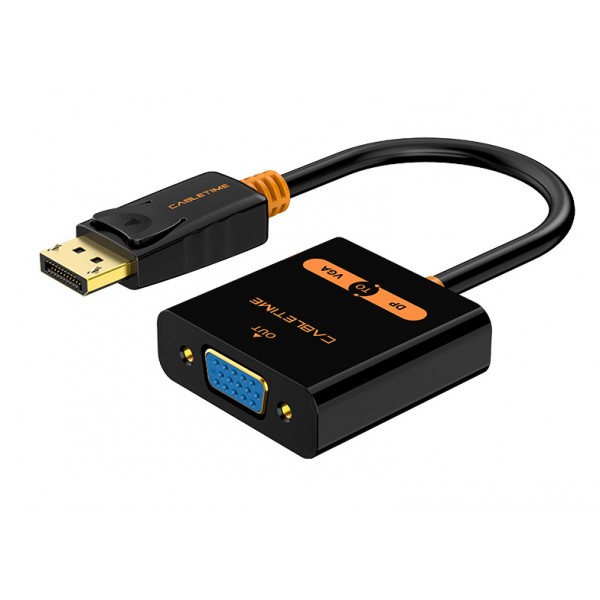 CABLETIME αντάπτορας Displayport σε VGA AV586, 1080p, 0.2m, μαύρος Εικόνα