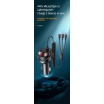 USAMS φορτιστής αυτοκινήτου C22 με καλώδιο 3 σε 1 & οθόνη, 3.4A, μαύρος Φορτιστές Κινητών