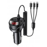 USAMS φορτιστής αυτοκινήτου C22 με καλώδιο 3 σε 1 & οθόνη, 3.4A, μαύρος Φορτιστές Κινητών