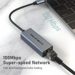 CABLETIME αντάπτορας USB Type-C σε RJ45 CML100, 100Mbps, 0.15m, γκρι Κάρτες Δικτύου - USB Dongles