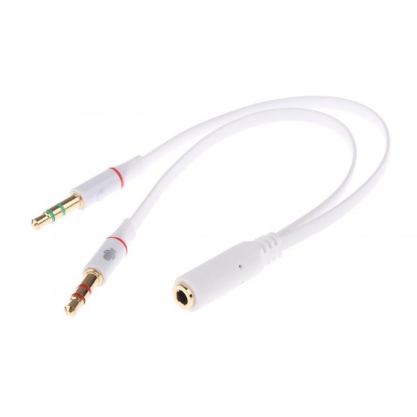 POWERTECH αντάπτορας 2x 3.5mm σε 3.5mm θηλυκό CAB-J048, 0.2m, λευκό Ήχος