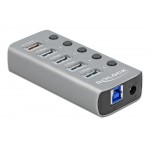 DELOCK USB hub με διακόπτες 63262, 5x USB, 5Gbps, 2.4A, γκρι USB Hubs - Card Readers