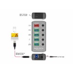 DELOCK USB hub με διακόπτες 63263, 5x USB & USB-C PD, 5Gbps, 2.4A, γκρι USB Hubs - Card Readers