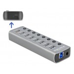 DELOCK USB hub με διακόπτες 63264, 8x USB & USB-C PD, 5Gbps, 2.4A, γκρι USB Hubs - Card Readers
