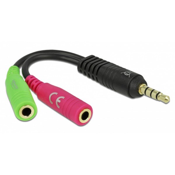 DELOCK αντάπτορας 3.5mm σε 2x 3.5mm 65344, OMTP, 10cm, μαύρος Ήχος