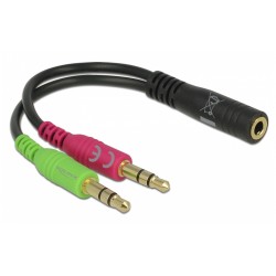 DELOCK αντάπτορας 3.5mm σε 2x 3.5mm 65459, CTIA, 12cm, μαύρος Ήχος
