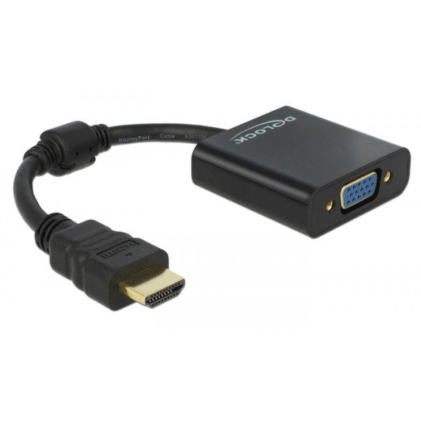 DELOCK αντάπτορας HDMI σε VGA 65512, 1080p, μαύρος Εικόνα