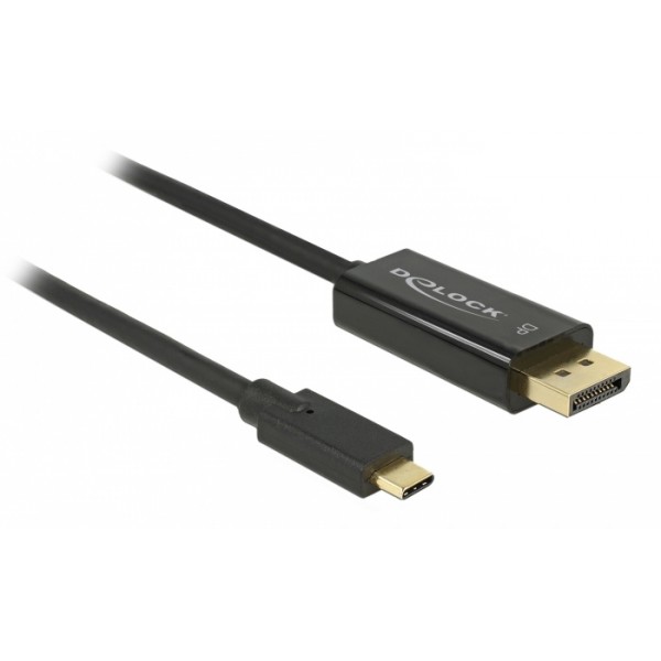 DELOCK καλώδιο USB-C σε DisplayPort 85256, DP Alt Mode, 4K, 2m, μαύρο USB-C (Type-C)