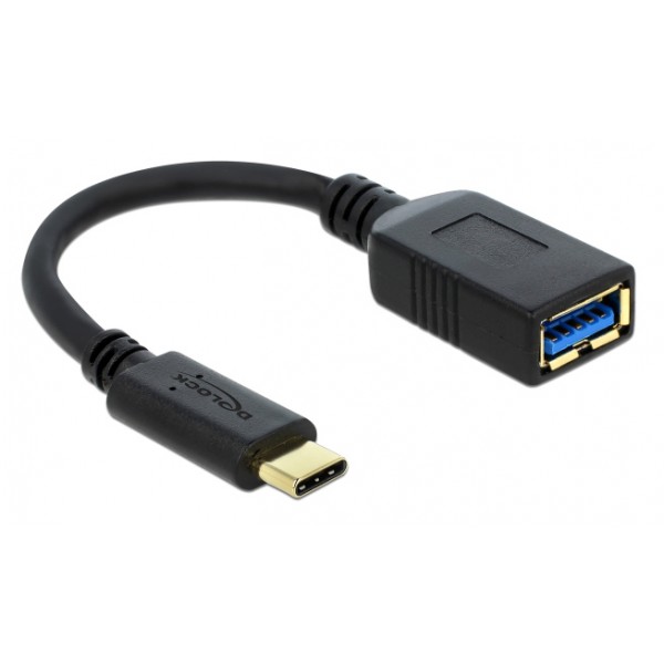 DELOCK καλώδιο USB-C σε USB 65634, USB3.1, Gen 1, 3A, 5Gbps, 15cm, μαύρο USB-C (Type-C)