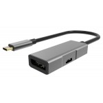POWERTECH αντάπτορας USB Type-C σε DisplayPort + PD PTH-054, 4K, γκρι USB-C (Type-C)