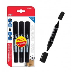 MP ανεξίτηλος μαρκαδόρος PE460-1, με 2x μύτες 2/5mm & 2mm, μαύρος, 3τμχ Γραφική Ύλη