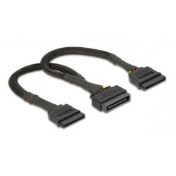 DELOCK καλώδιο SATA 15pin σε 2x SATA 15pin 60135, 0.25m, μαύρο Εσωτερικά PC