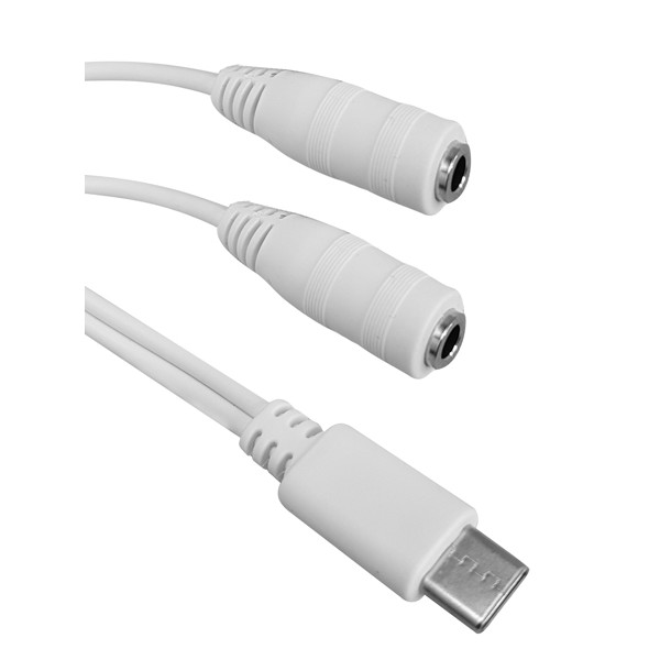 POWERTECH καλώδιο USB Type-C σε 2x 3.5mm CAB-UC055, 0.20m, λευκό USB-C (Type-C)