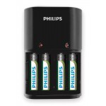 PHILIPS φορτιστής μπαταριών AA & AΑΑ NiMH SCB1450NB με 4x AAA, μαύρος Φορτιστές Μπαταριών