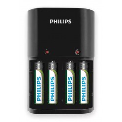 PHILIPS φορτιστής μπαταριών AA & AΑΑ NiMH SCB1450NB με 4x AAA, μαύρος Φορτιστές Μπαταριών