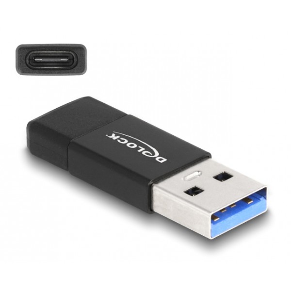 DELOCK αντάπτορας USB 3.2 Gen 2 σε USB Type-C 60001, 10Gbps, μαύρος USB-C (Type-C)