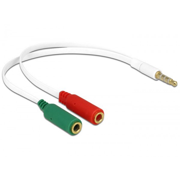 DELOCK αντάπτορας 3.5mm 4-pin σε 2x 3.5mm 3-pin θηλυκό 65447, λευκός Ήχος