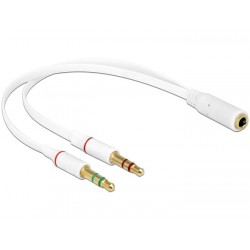 DELOCK αντάπτορας 3.5mm 4-pin jack σε 2x 3.5m 3-pin 65585, λευκό Ήχος