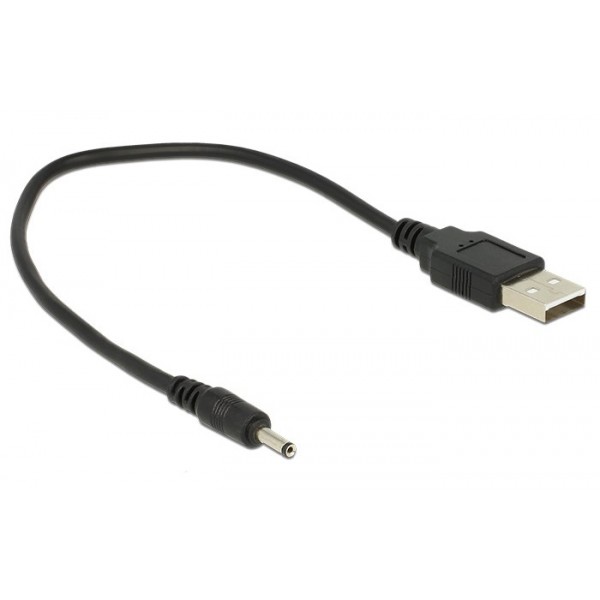 DELOCK καλώδιο USB σε DC 3.0 x 1.1mm 83793, 27cm, μαύρο USB