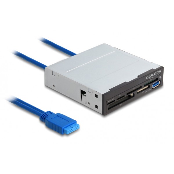 DELOCK USB 19-pin card reader 91759, CF/SD/micro SD/xD/MS/M2/USB, 5Gbps USB Hubs - Card Readers