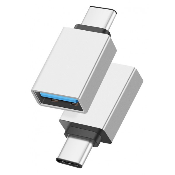 POWERTECH αντάπτορας USB-C αρσενικό σε USB 3.0 θηλυκό PTH-062, ασημί USB-C (Type-C)