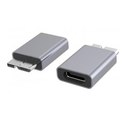POWERTECH αντάπτορας USB 3.0 Micro B σε USB-C θηλυκό PTH-067, γκρι USB-C (Type-C)