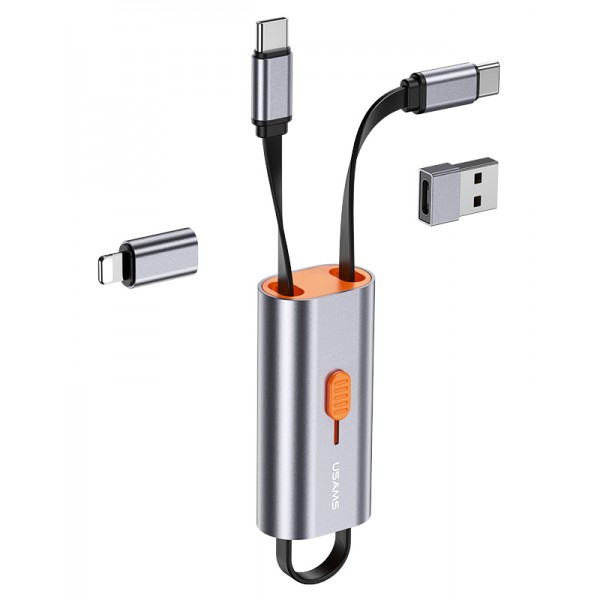 USAMS αντάπτορας USB-C σε USB-C/USB/Lightning SJ560, 60W PD, 0.3m, γκρι USB-C (Type-C)