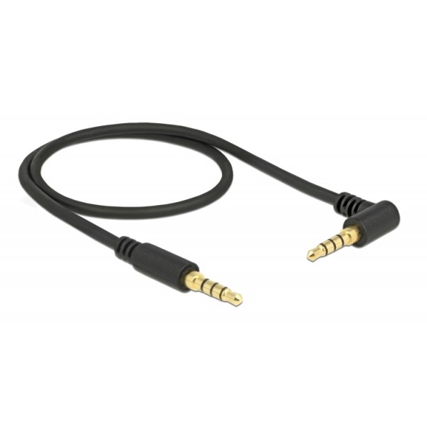 DELOCK καλώδιο Jack stereo σε Jack stereo 4pin 3.5mm, 90°, μαύρο, 0.5m Ήχος