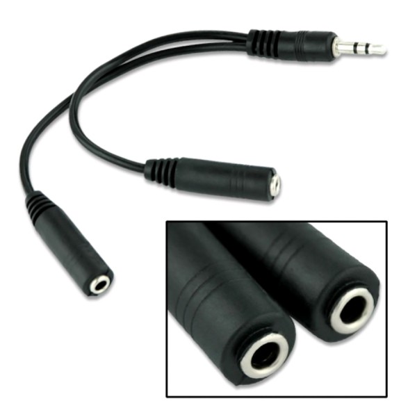POWERTECH καλώδιο 3.5mm αρσενικό σε 2x 3.5mm θηλυκό CAB-J011 0.2m, μαύρο Ήχος