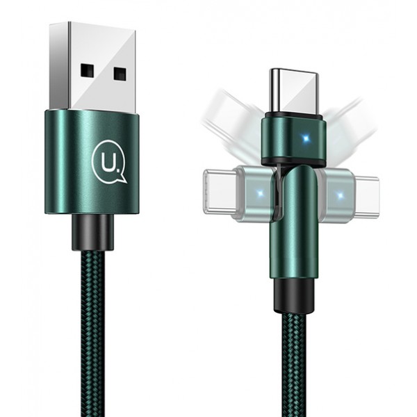 USAMS καλώδιο USB-C σε USB SJ477, περιστρεφόμενο βύσμα, 2A, 1m, πράσινο USB-C (Type-C)