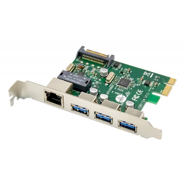 POWERTECH κάρτα επέκτασης PCIe σε USB 3.0 & GbE LAN ST642, VL805&RTL8153 Κάρτες Επέκτασης PCI κ.α