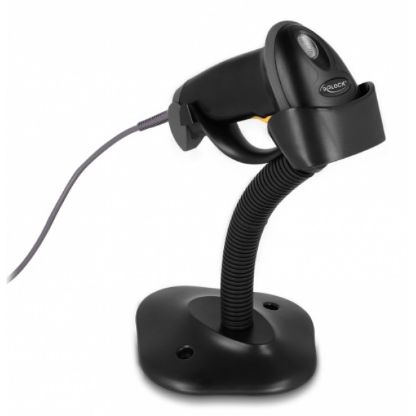 DELOCK USB barcode scanner 1D 90584, με καλώδιο σύνδεσης & βάση, μαύρο POS-Barcode Scanners