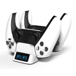 ROAR βάση φόρτισης gamepad RR-0019 για 2x PS5 DualSense, λευκή Gamepad
